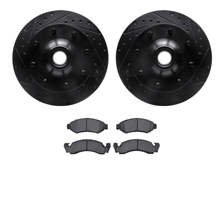 Dynamic Friction Co 8402-54015, Rotors-Drilled and Slotted-Black with Ultimate Duty Performance Brake Pads, Zinc Coated 8402-54015